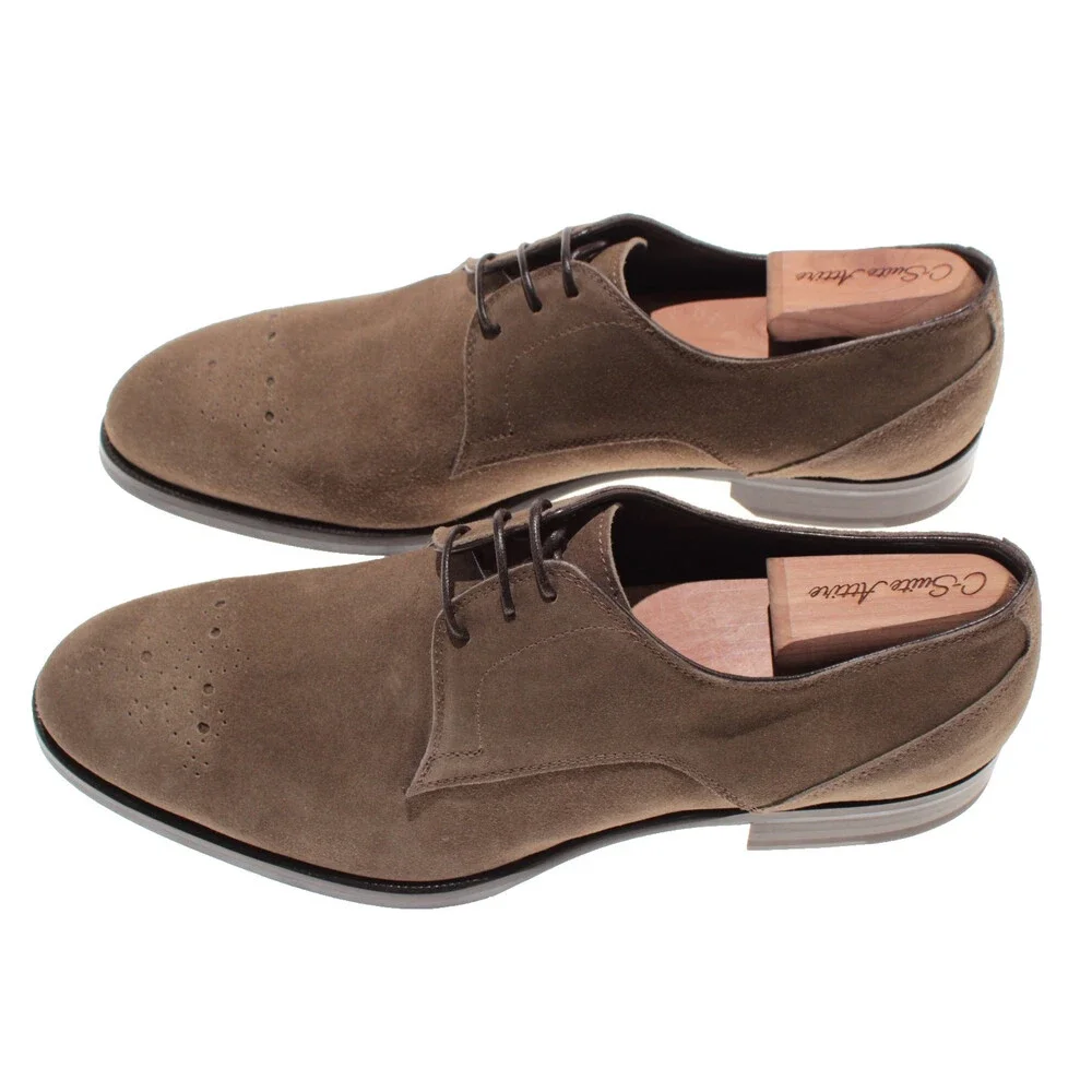 Pastori NWB Lace Up Derby Dress Shoes Size 9 US In Brown Suede Made in Italy